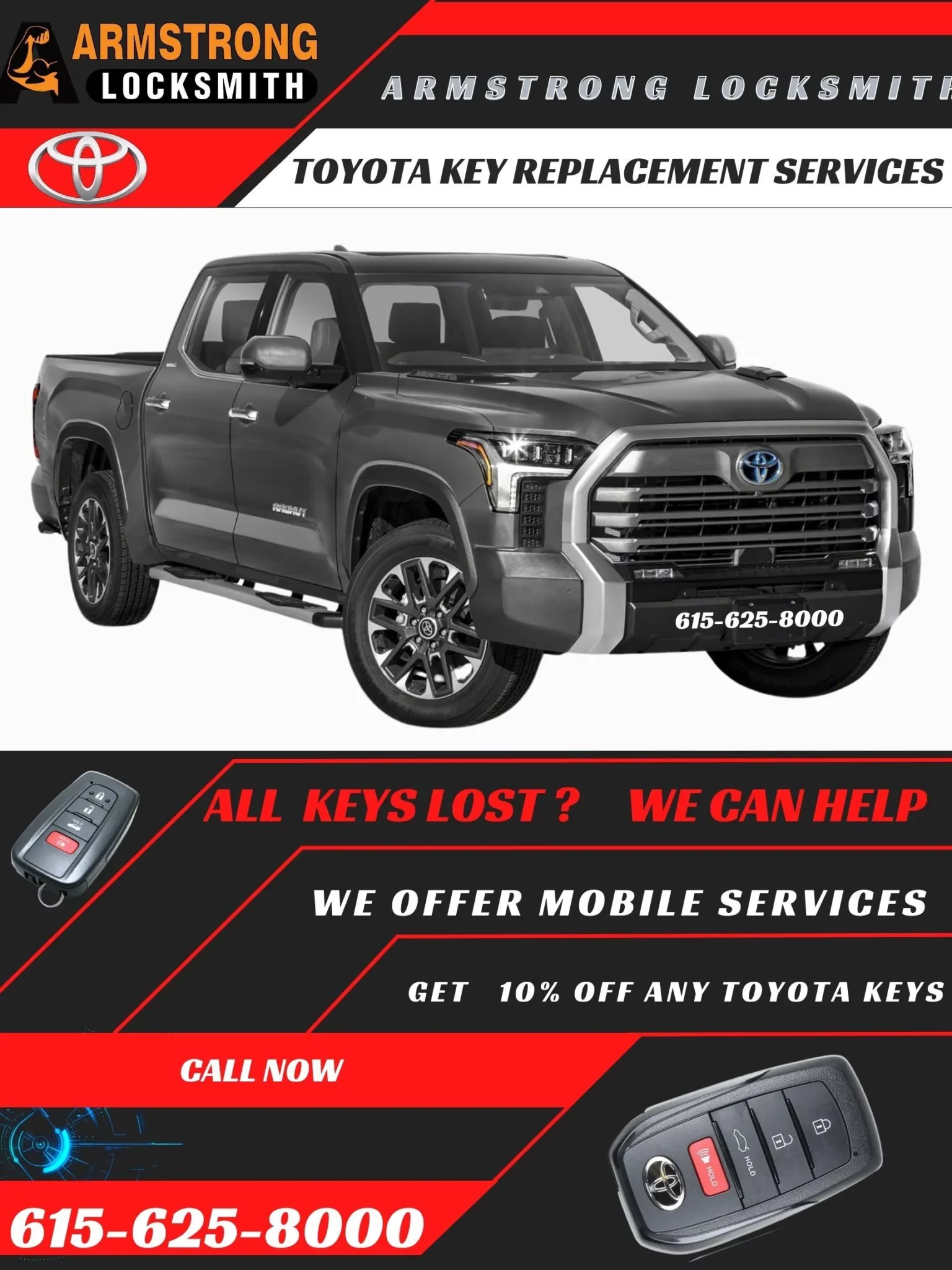 Toyota key replacement and programming in Nashville