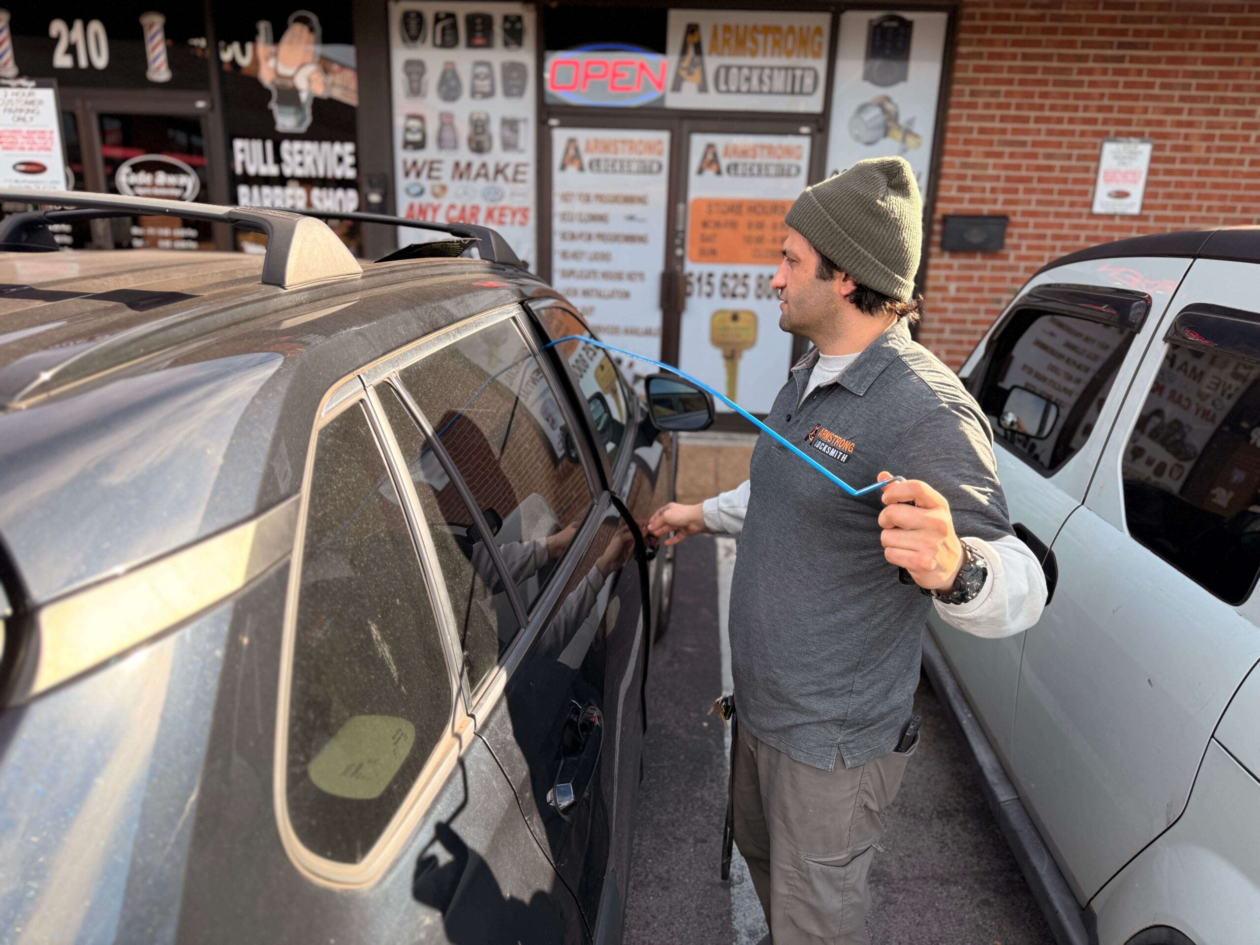 sako is unlocking a vehicle