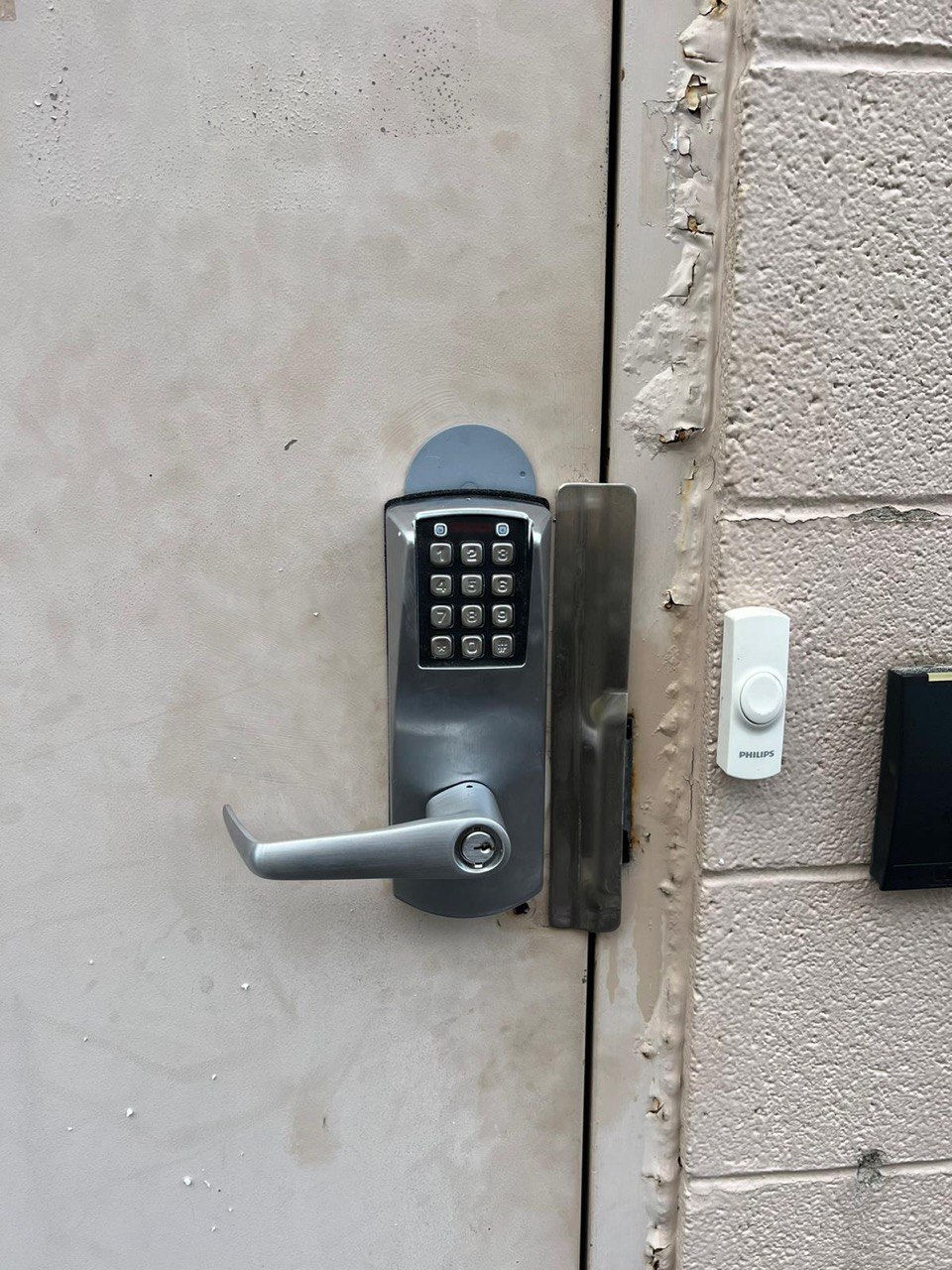 Commercial keypad after adding security plate in Franklin TN