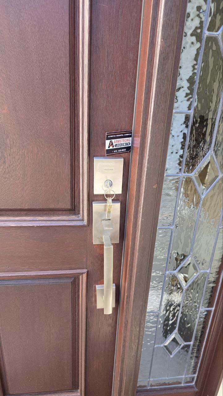 Residential lock set installed